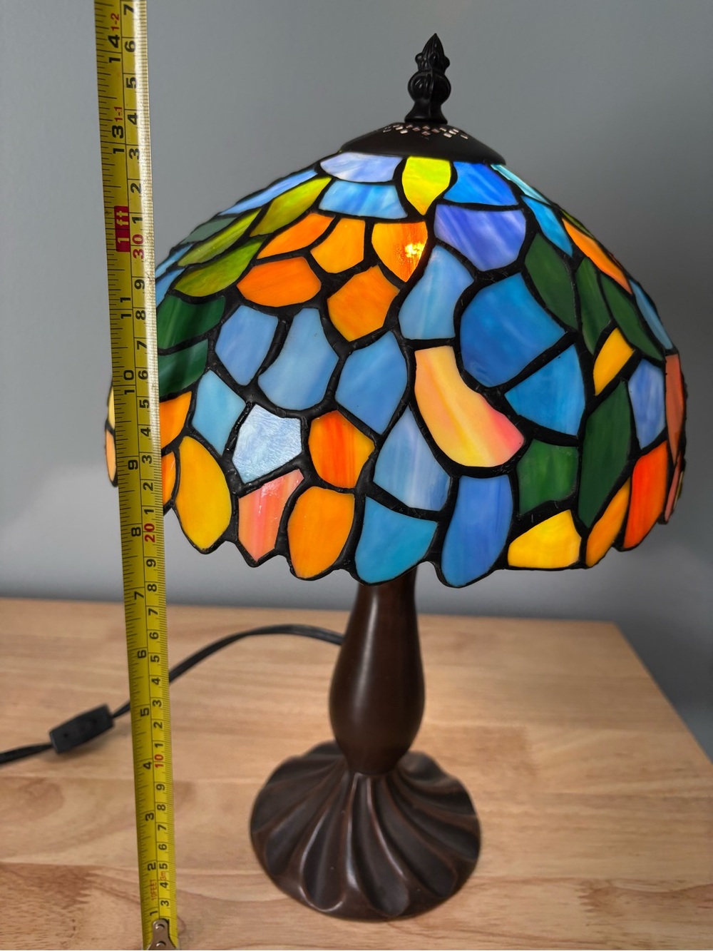 Stained Table Lamp - Multicolor Tiffany-Style Home Art (Not glass) - Picture 7 of 14